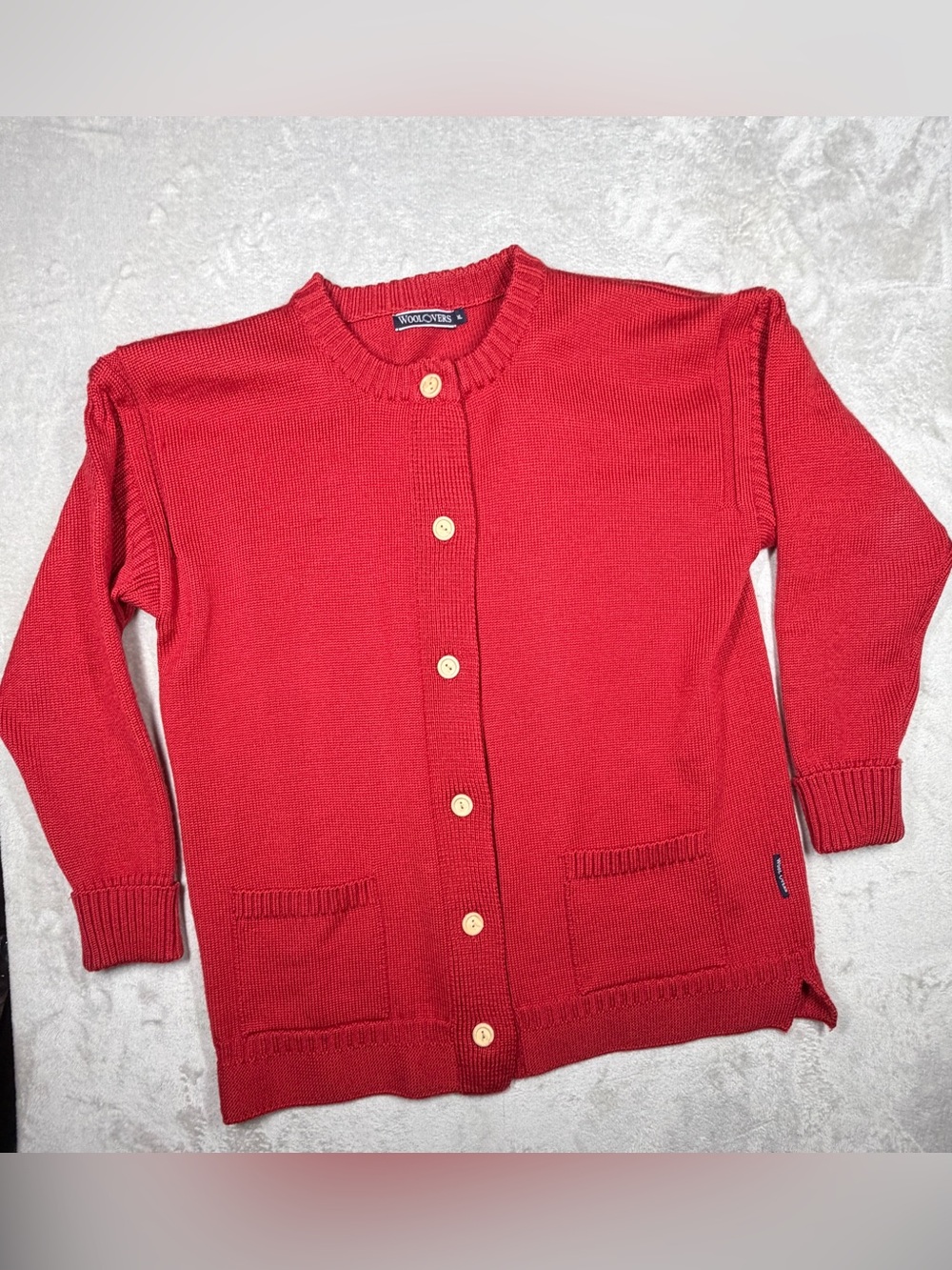 Woolovers 100% British Wool Red Buttoned Front Women’s Cardigan Knit Sweater XL